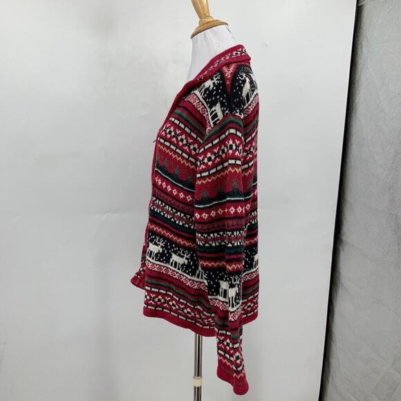 Tiara International Sweater Women L Large Ramie Blend Christmas FullZip Cardigan - Picture 5 of 9